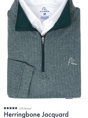 Rhoback Men’s Herringbone Jacquard Quarter-Zip Sweater in Teal Green